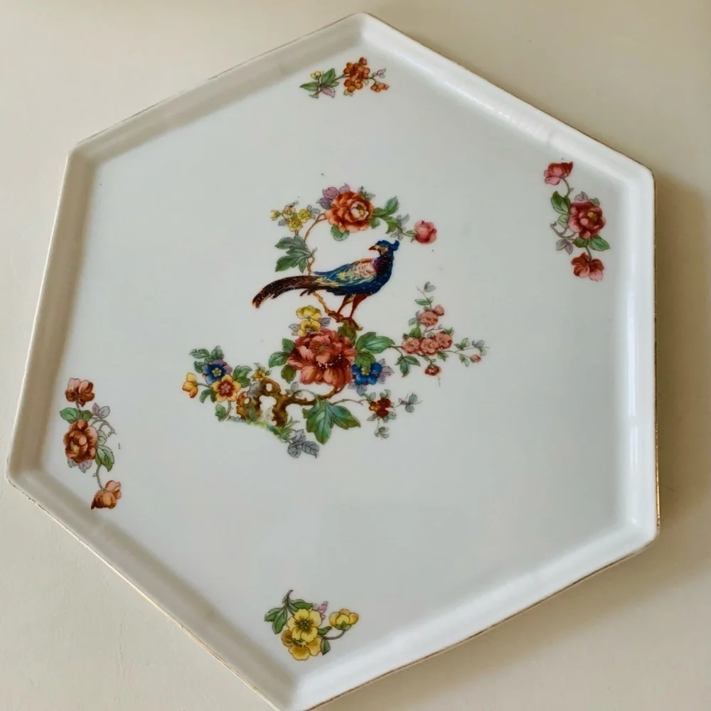 Vintage Czechoslovakia Hexagonal Lunch Dinner Tray 10 Inch
